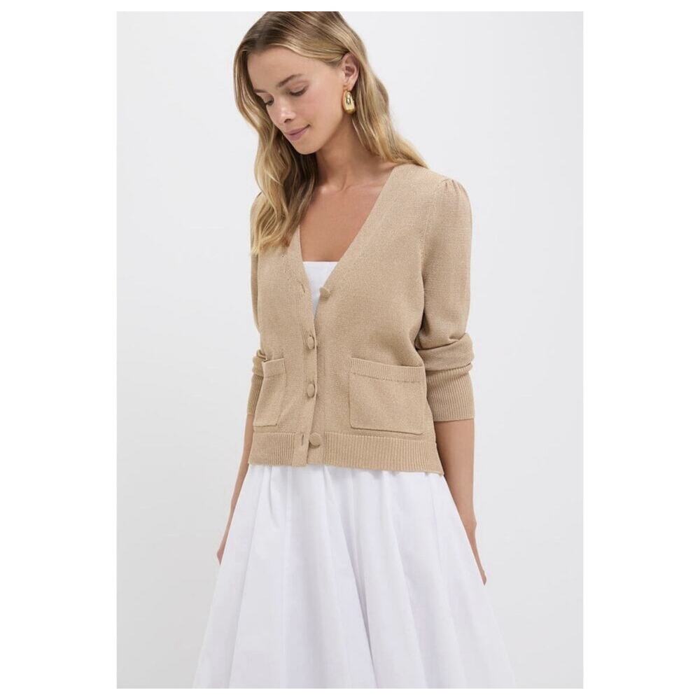NWT Tuckernuck Pomander Place Gold Shimmer V Neck Cardigan M